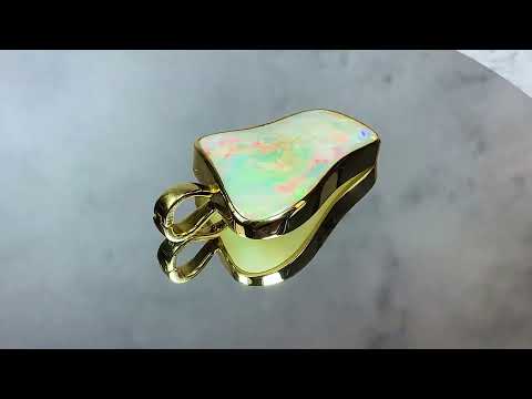 18kt Yellow Gold White Opal freeform 20.5ct pendant enhancer