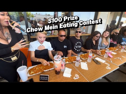 $100 Prize Chow Mein Eating Contest at Happy Wok in Rowland Heights!! #rainaiscrazy 