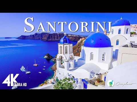 FLYING OVER SANTORINI (4K UHD) - Relaxing Music Along With Beautiful Nature Videos - 4K Video HD