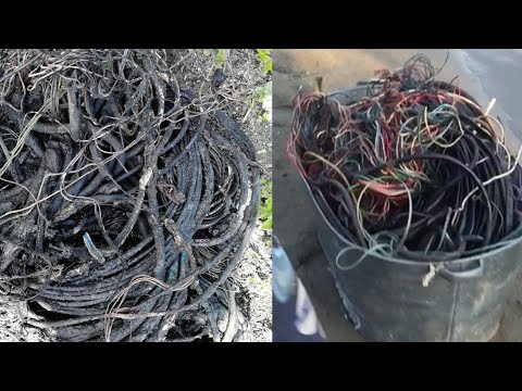 Серия 1 сдачи металлолома с гаража МЕДЬ. Обжигаю медные провода. Продажа металла. Правильно обжечь