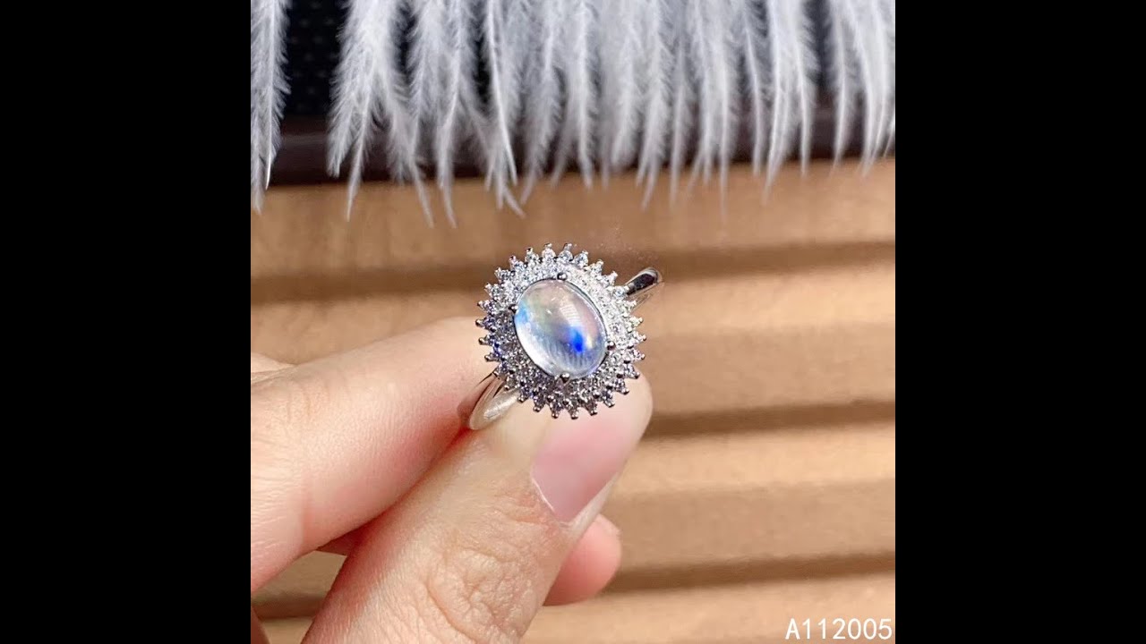 KJJEAXCMY fine jewelry 925 sterling silver inlaid natural moonstone new Female ring classic Support