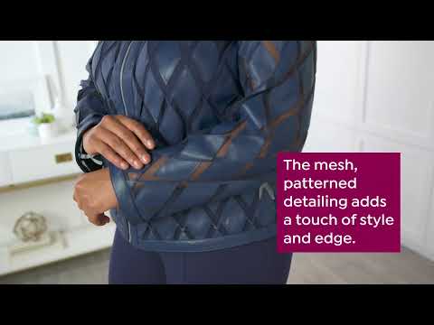 Colleen Lopez Faux Leather and Mesh Diamond Jacket