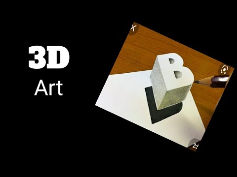 How to draw 3D floating letter 'B' # easy 3D drawing step by step # Anamorphic illusion -3D tricks