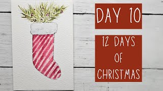 Day 10: Easy Watercolor Christmas Stocking 🎄 Beginner Tutorial + Wax Resist Trick