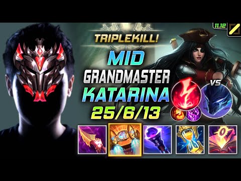 GrandMaster Katarina MID vs Nocturne - 천상계 미드 카타리나 템트리 룬 내셔 감전 カタリナ Катарина 不祥之刃 - LOL KR 11.12