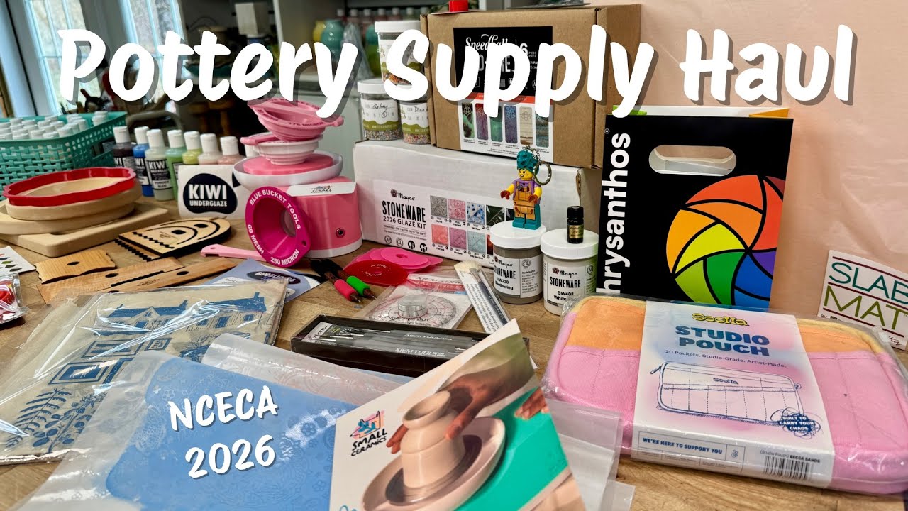 New pottery tools, mini pottery wheel, glazes, silkscreens, underglaze & transfers, NCECA 2026 Haul