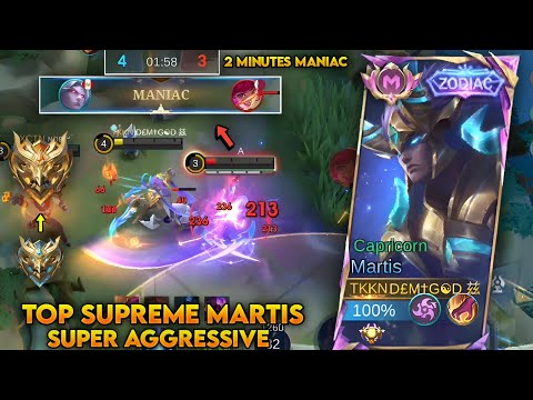 TOP SUPREME MARTIS 2 MIN MANIAC!! 🔥| PERFECT & SUPER AGGRESSIVE GAMEPLAY IN MYTHICAL GLORY!!