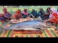 211 Pounds Monster Sword Fish Cutting & Cooking - Giant Fish Cooking for Whole Village People