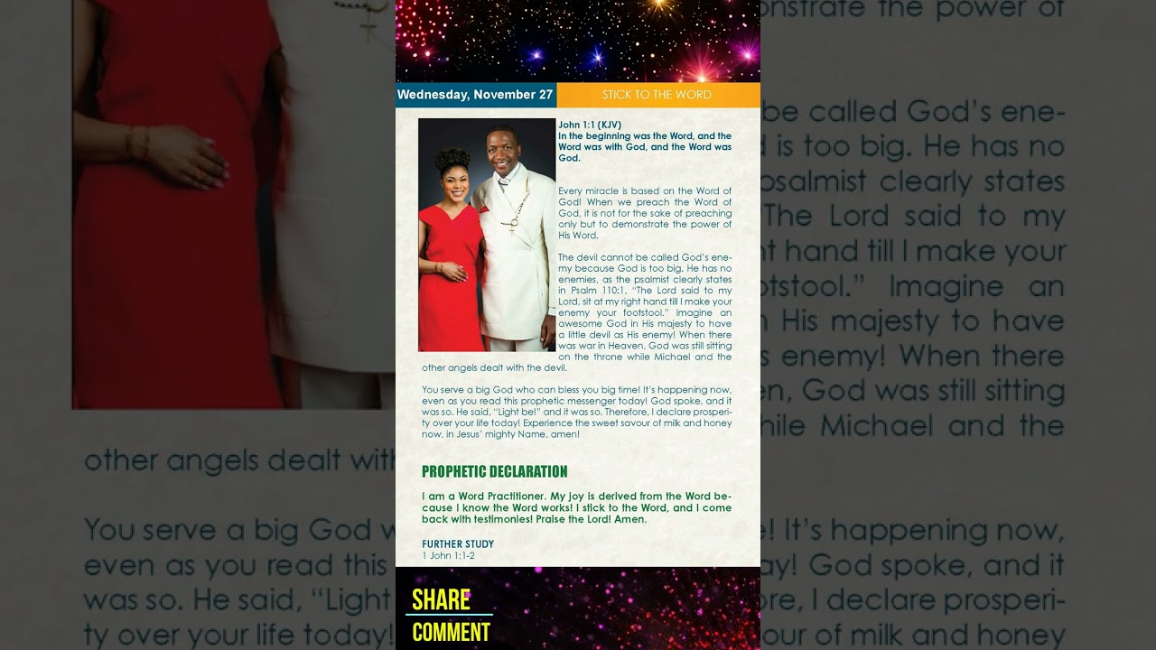 November 27, 2024. STICK TO THE WORD. GoodNews Daily by Prophet Uebert Angel.