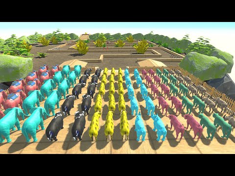 COLOR MODERN MAMMALS VS HUMANS CHAMPIONSHIP RUN - Animal Revolt Battle Simulator