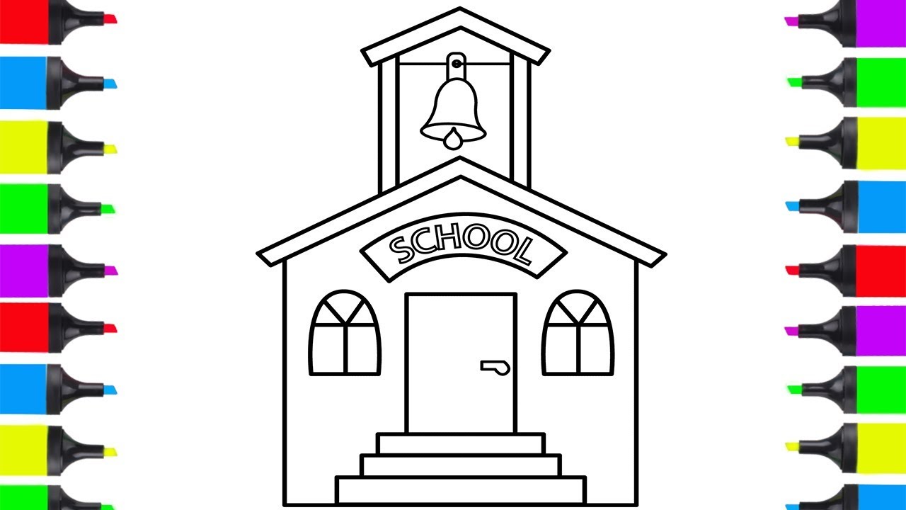 How To Draw A School | Coloring Pages For  | Learn How To Draw