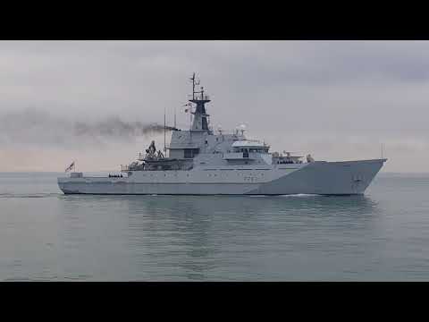 Hms Mersey sailing into Portsmouth