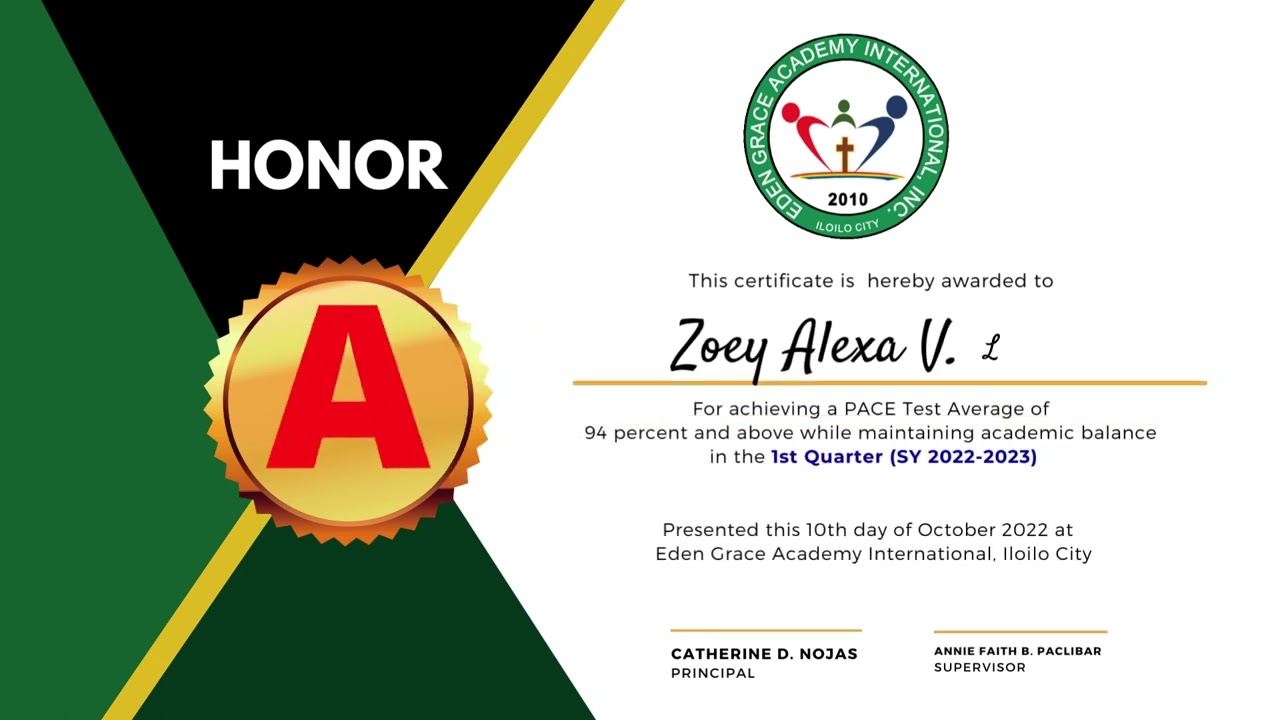 School Year 2022-2023 First Quarter Honor Roll