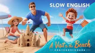 Slow English Listening Practice Day at the Beach  | Slow English Listening Practice