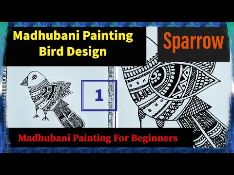 Madhubani Painting Birds II Sparrow II Madhubani Painting For Beginners II Manju Arts