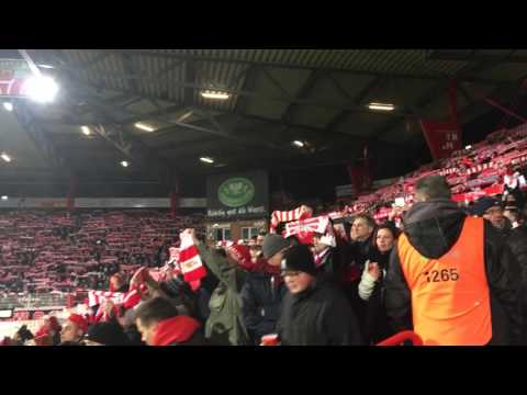 26.02.2016 1. FC Union Berlin - Karlsruhe SC 2-1 (1-1) - Players entering the pitch