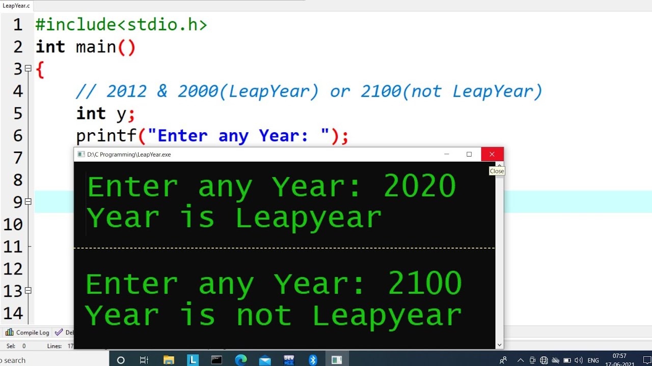 c program to check leap year | learn coding