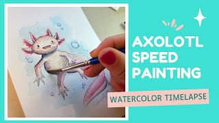 Axolotl Speed Painting- Relaxing Watercolor Time-Lapse
