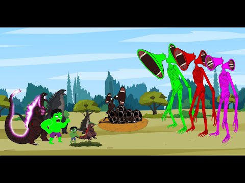 Godzilla vs Team Siren Head | Godzilla Cartoon Compilation