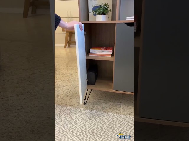 Estante para Livros Estocolmo 2 Portas Carvalho/Grafitte/Branco - Artely Móveis