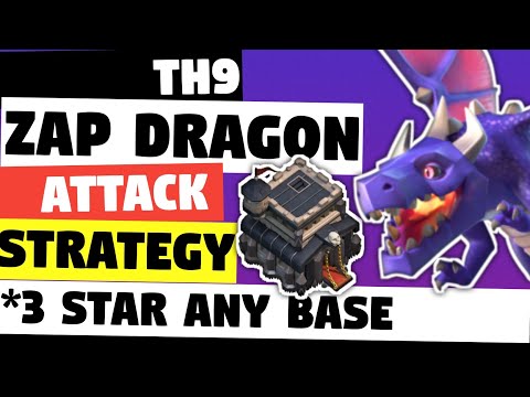 TH9 Zap Dragon Attack Strategy - Best Th9 Drag War Attack | Clash Of Clans - COC