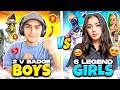 2 Pro V Badge Boys Vs 6 Legend Hater Girls 🤯 - आग लगा देंगे 😂 - Free Fire India