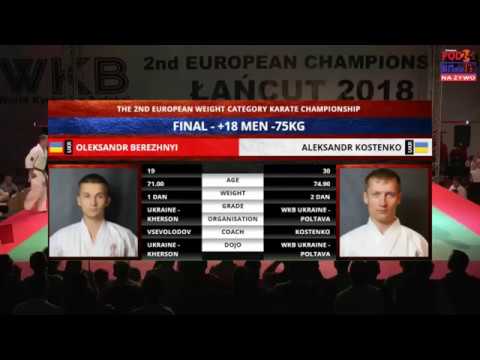 Oleksandr Berezhnyi(Ukraine,aka) - Aleksandr Kostenko(Ukraine,shiro).Final -75kg Men. The 2nd EC WKB