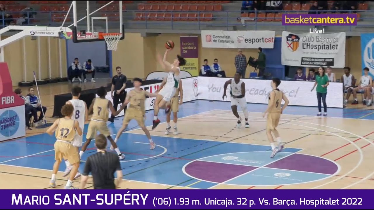 MARiO SAINT-SUPÉRY ('06) 1.93 m. Unicaja. 32 puntos Vs Barça en Torneo Junior de Hospitalet 2022