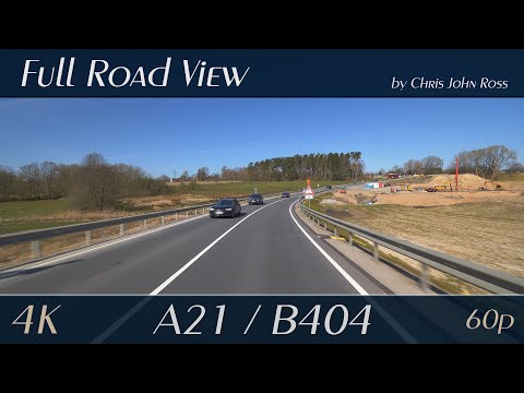Autobahn (A21) / Bundesstraße (B404), Germany: Wankendorf - Nettelsee - Kiel-Moorsee - 4K Ultra HD