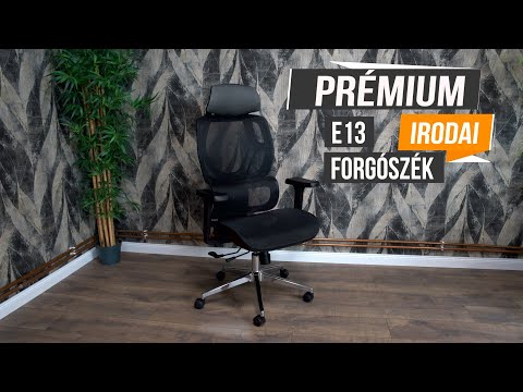 Ergonomikus irodai szék, forgószék, fekete hálós (E13 BLACK) - Videó