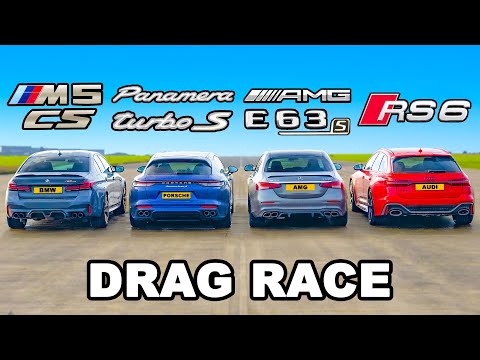 BMW M5 CS v AMG E63 v Audi RS6 v Porsche Panamera Turbo: DRAG RACE