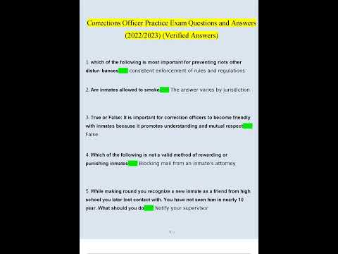 Corrections Officer Practice Exam Questions and Answers 2022 2023 Verified Answers