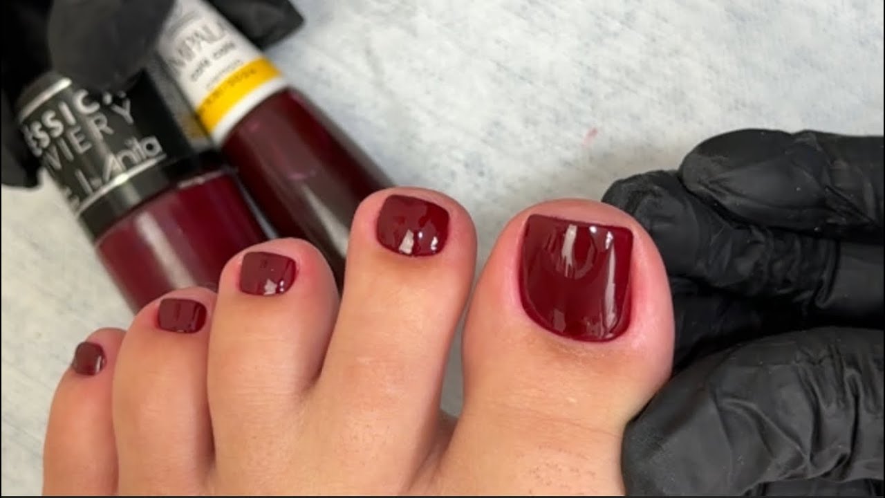 Dark nail polish on toenails #nails #nails