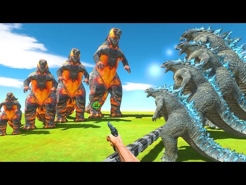 FPS Avatar Rescues Godzilla 2014 Fights Growing Magma Godzilla 2014 - Animal Revolt Battle Simulator