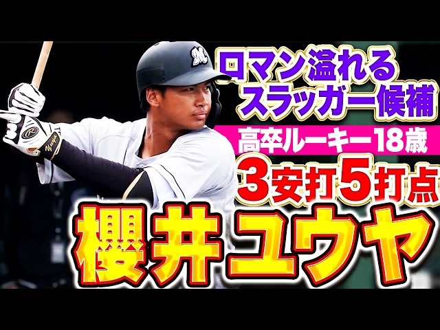 【ロマン溢れる】高卒ルーキー・櫻井ユウヤ『18歳とは思えぬ体格…未来のスラッガー候補が3安打5打点！』