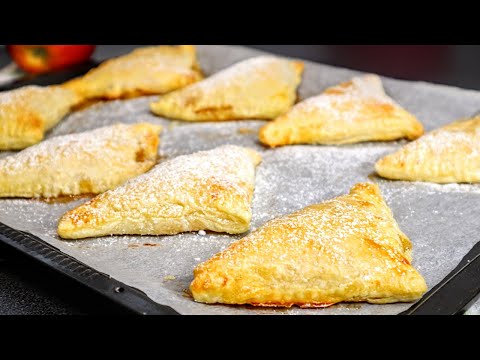 Apfeltaschen dreieck Blätterteig | Apple Pocket Pies | Apfeltaschen Blätterteig Rezept