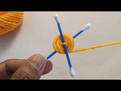 Super Easy Woolen Flower making Trick with Cotton Buds | Easy Sewing Hack