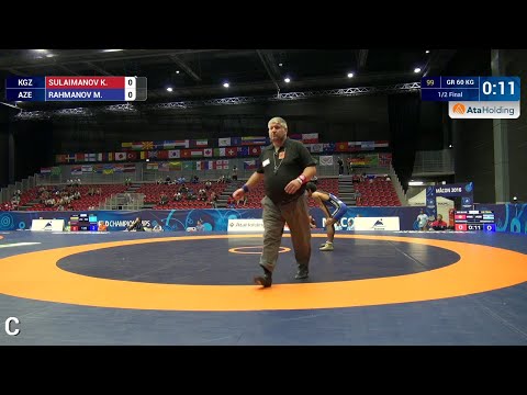 1/2 GR - 60 kg: K. SULAIMANOV (KGZ) df. M. RAHMANOV (AZE) by TF, 10-2
