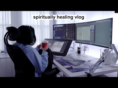 productive vlog / freelance 3D artist daily work life + desk setup