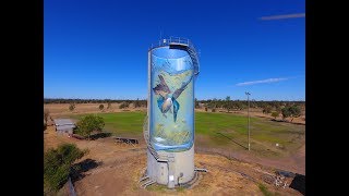 Gulargambone water tower mural 'Lucky Dip' by Jenny McCracken, Zest Events International