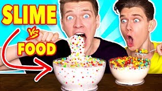 Making FOOD out of SLIME!!! Learn How To Make DIY Slime Food vs Real Edible Candy Food Challenge
