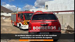 Dos heridos en una ca&iacute;da laboral y un rescate en el mar en Lanzarote
