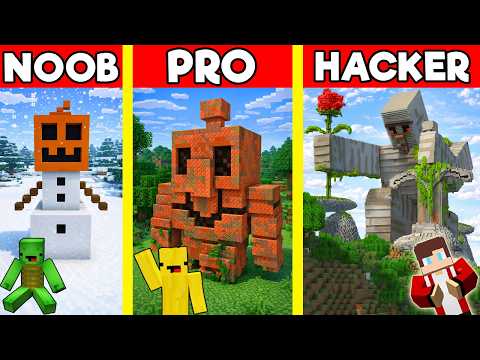 GOLEM House Build Battle In Minecraft - NOOB VS PRO CHALLENGE - Maizen Mizen Mazien Parody