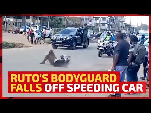 Ruto's Bodyguard Falls Off Speeding Car