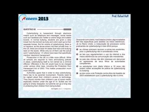 Inglês Enem 2013 PPL: compreensão de textos (cyberbullying).
