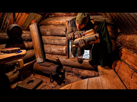 SURVIVED THE WINTER ALONE IN A LOG CABIN