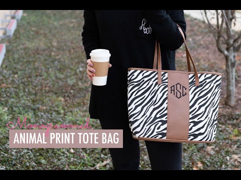 Monogrammed Animal Print Tote Bag