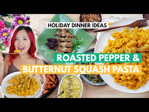 Creamy Butternut Squash & Roasted Pepper Pasta RECIPE (2021 Vegan Christmas Dinner Recipes - part 2)