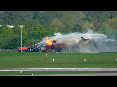 4K Airport Fire Department vs. Burning Jet – Training Day!
