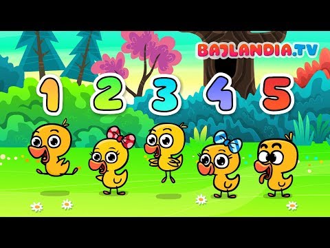 Pięć małych kaczątek - Nauka liczenia - Piosenka dla dzieci - Bajlandia.tv - N